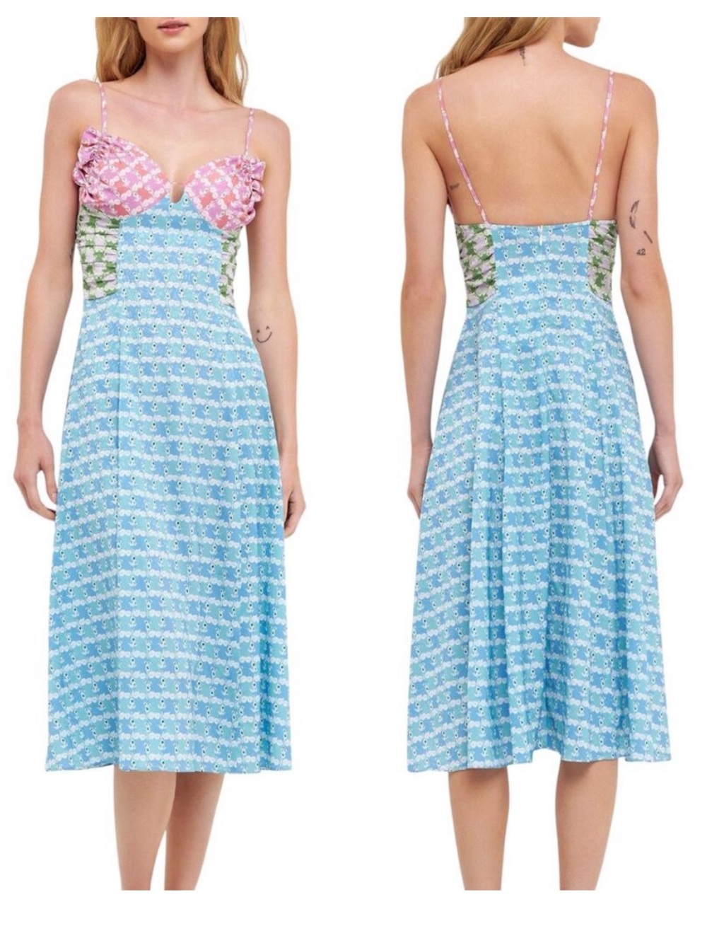 English Factory Patchwork Floral Sundress